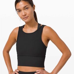 lululemon power pivot tank, black, size 6